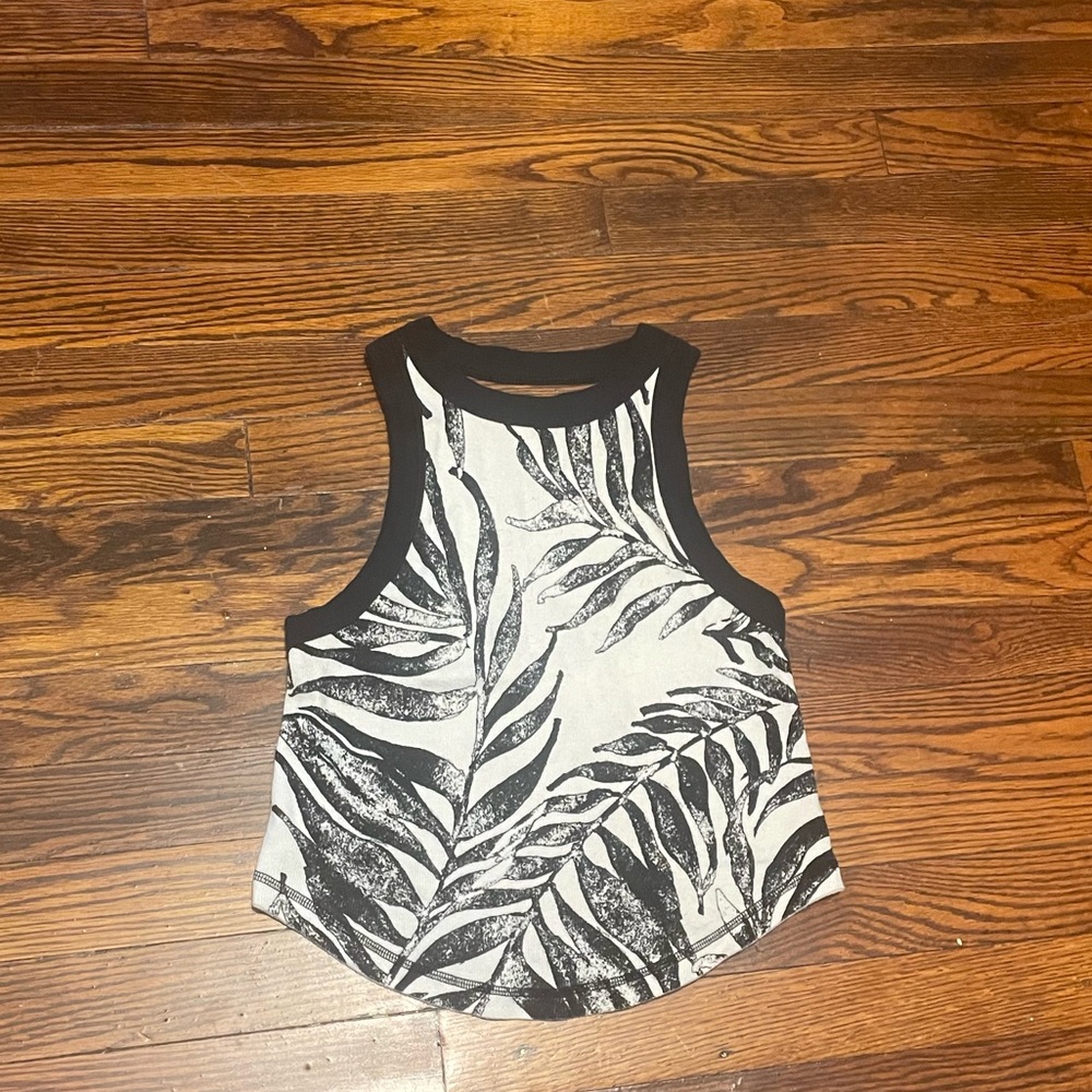 FP Movement tank top in black and white eucalyptus leaf pattern